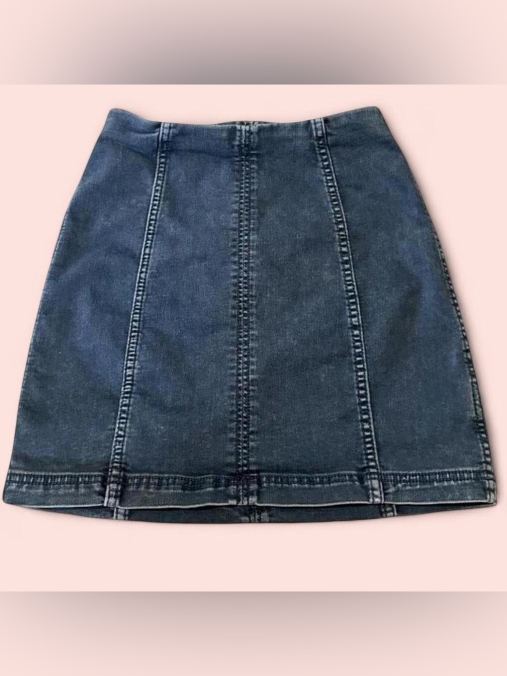 Women’s Free People Denim A Line Skirt Dark Wash Faded 2